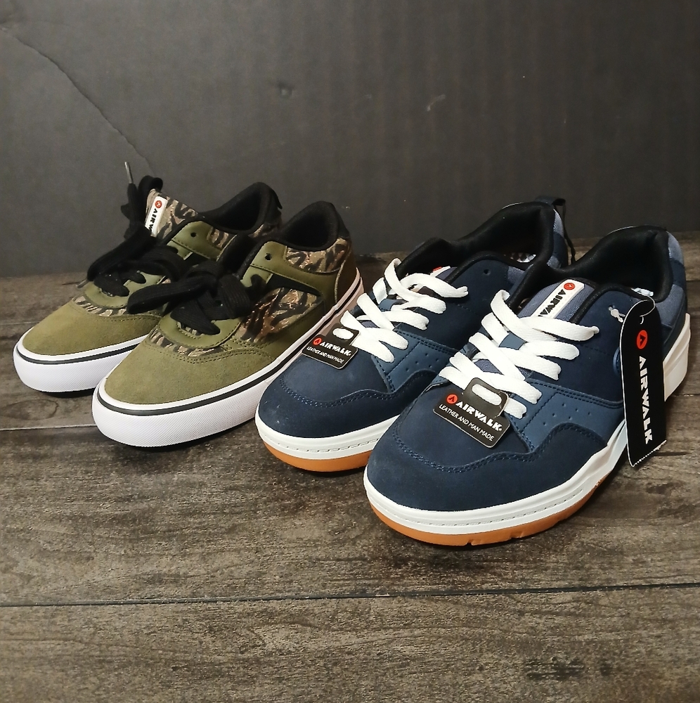 BUNDLE Airwalk Blue and Green Sneakers Versatile Casual Style Boy's Sz 3 & 4